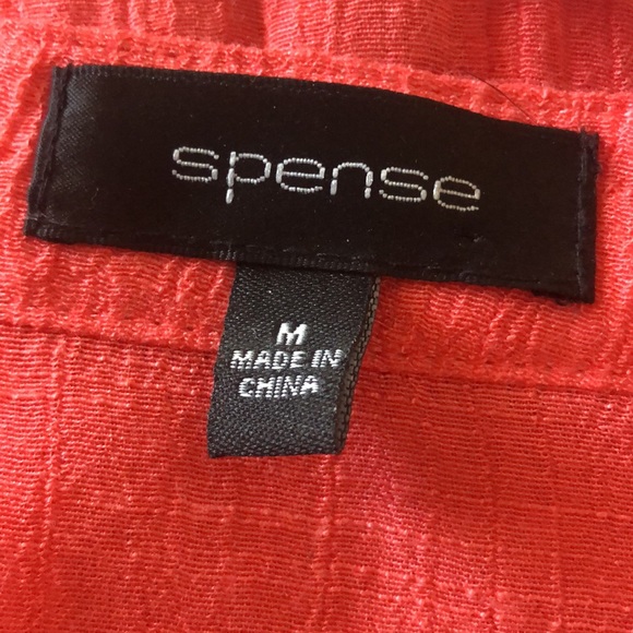 Spense Rayon Long Roll Tab Sleeve Button Up Ruffled Textured Tunic Blouse Medium - Picture 12 of 14